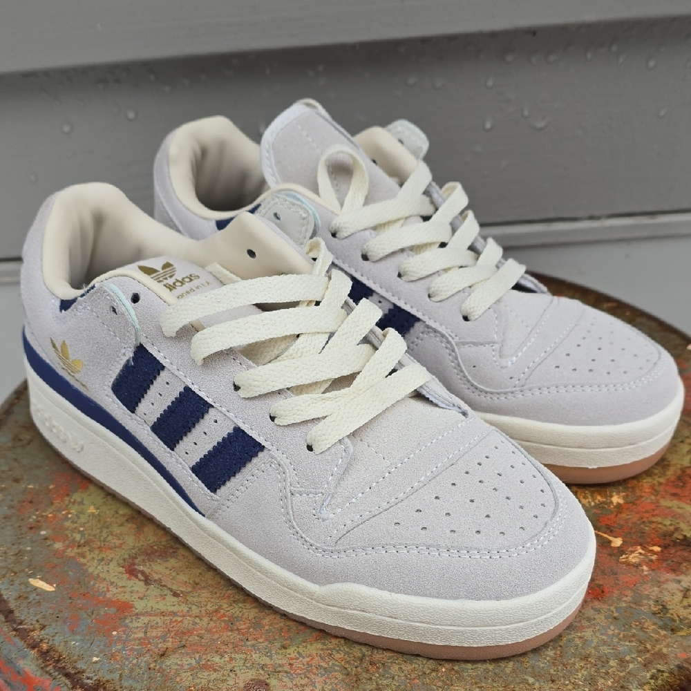 Adidas Forum Low CL Shoes Women Size 7.5 New Off White Dark Blue